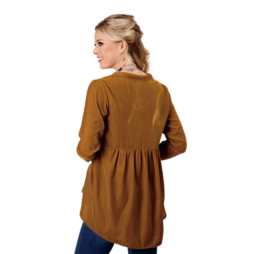 Roper Women's Poly Velvet Western Brown Shirt