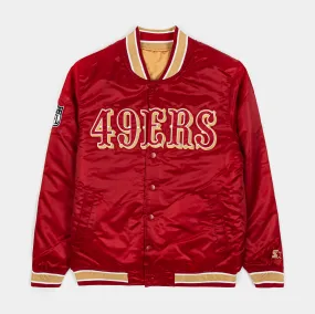 San Francisco 49ers Reversible Satin Bomber Mens Jacket (Red/Gold)