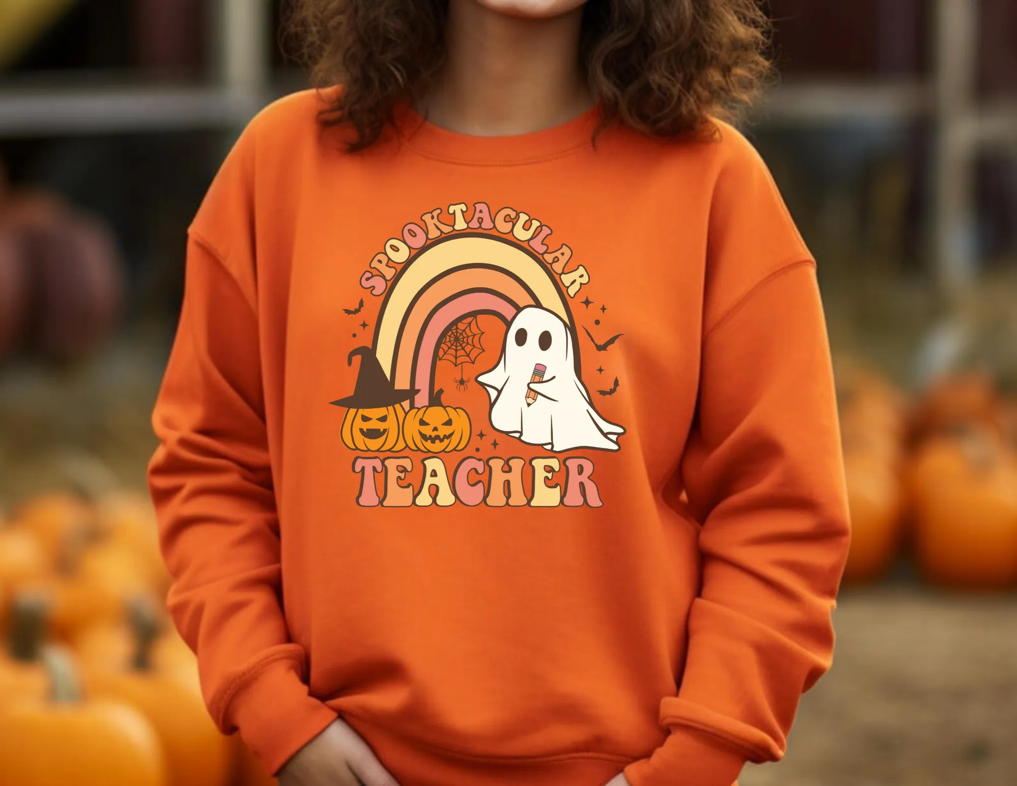 Spooktacular Teacher | Halloween Teacher Crewneck Sweatshirt