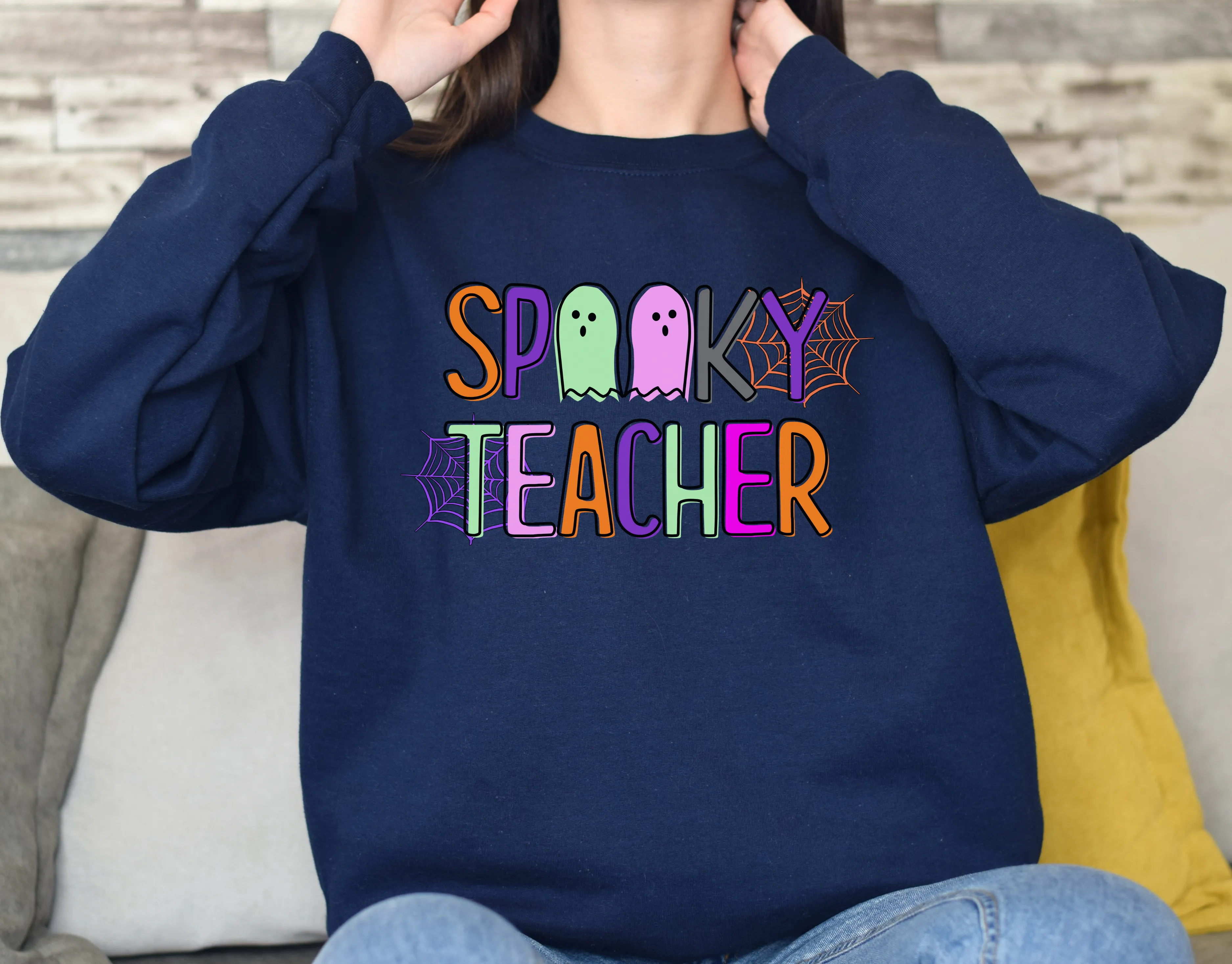 Spooky Teacher Sweatshirt | Retro Halloween Teacher Crewneck Sweatshirt