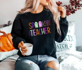 Spooky Teacher Sweatshirt | Retro Halloween Teacher Crewneck Sweatshirt