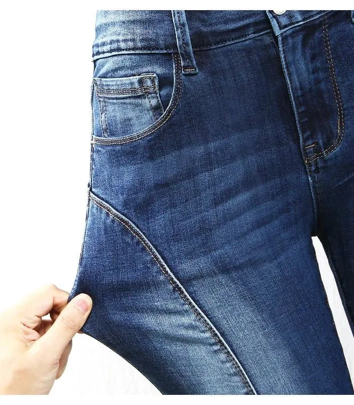 Stretchy Denim Jeans - High Street Style, Skinny Fit, Ankle-Length Women's Denim Pants