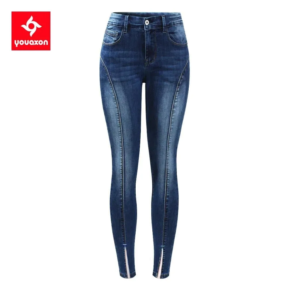 Stretchy Denim Jeans - High Street Style, Skinny Fit, Ankle-Length Women's Denim Pants