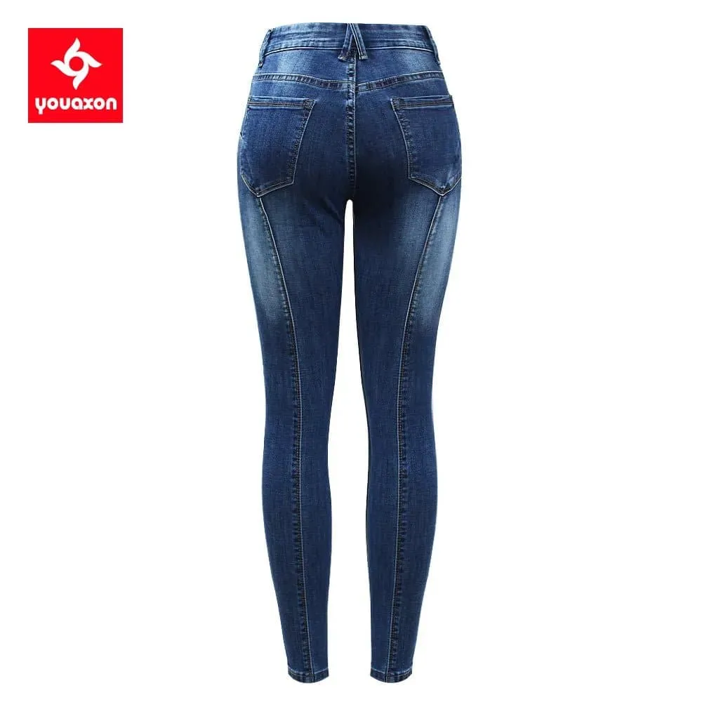 Stretchy Denim Jeans - High Street Style, Skinny Fit, Ankle-Length Women's Denim Pants