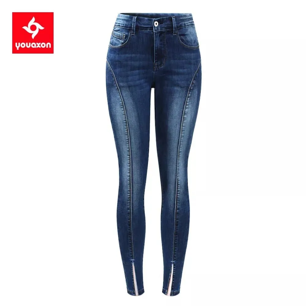 Stretchy Denim Jeans - High Street Style, Skinny Fit, Ankle-Length Women's Denim Pants