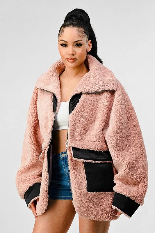 TEEK - OVERSIZED SHERPA WITH CONTRAST JACKET