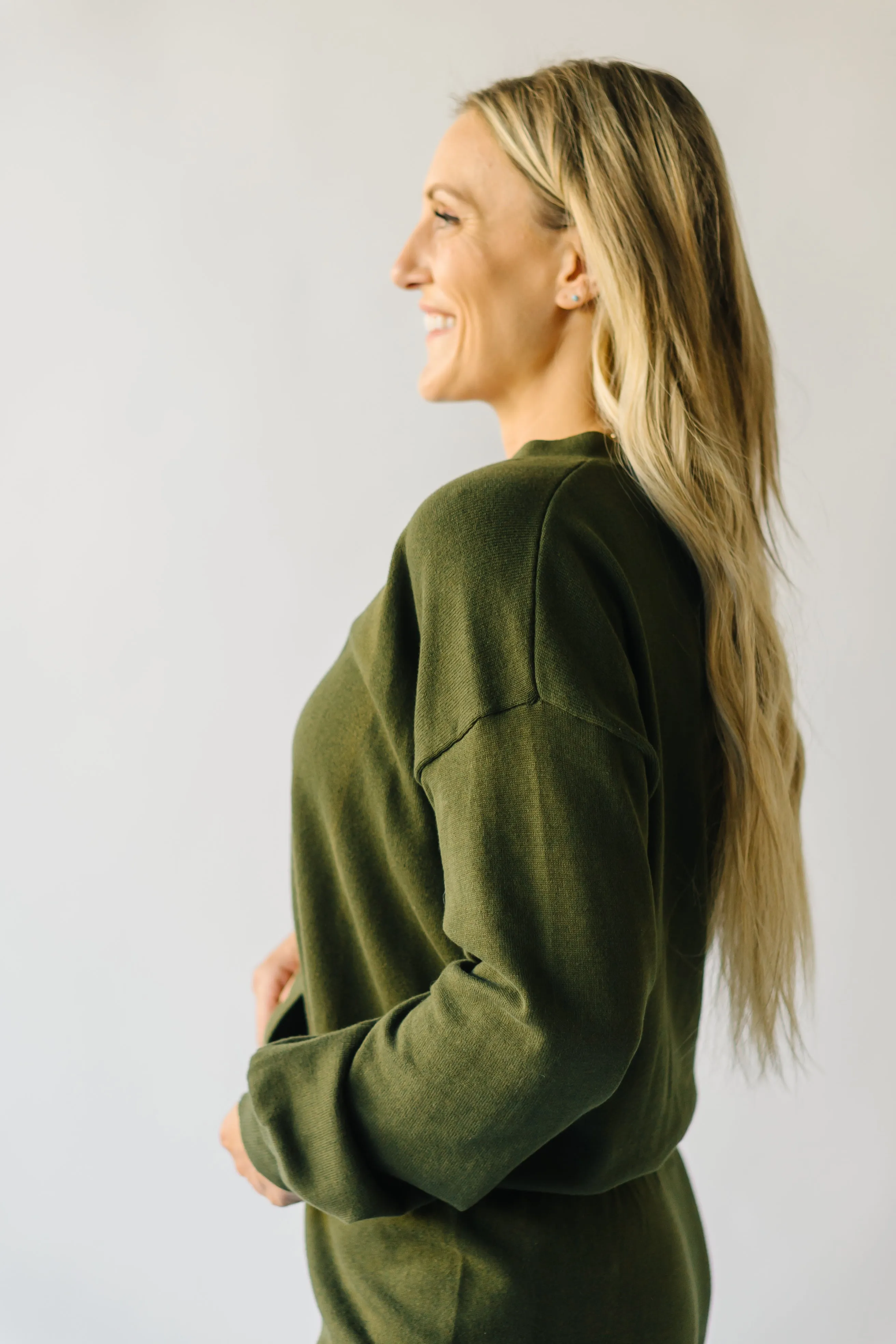 The Winona V-Neck Button-Down Sweater in Olive