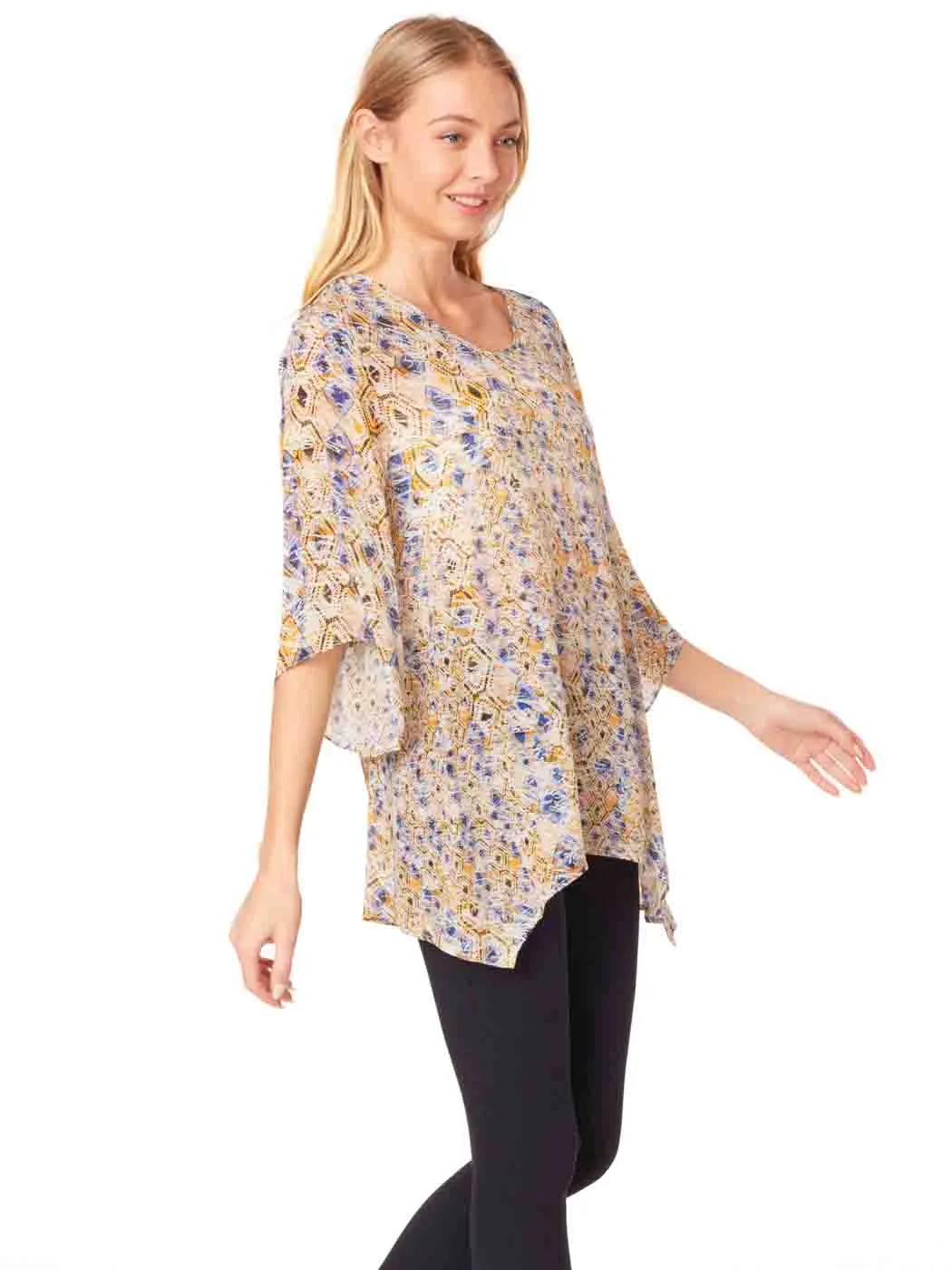 Tianello "Mustique" Print Washable Silk "Natalie" Blouse