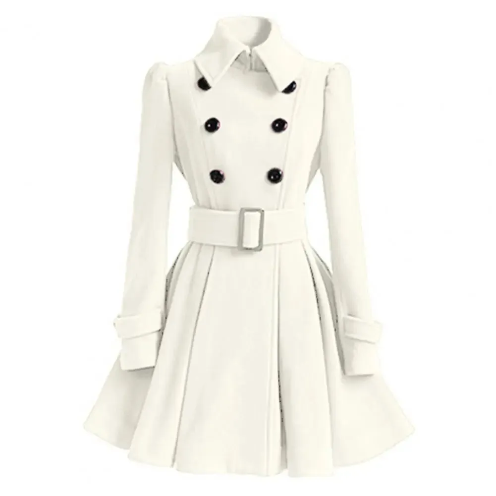 Trendy Solid Color Double-breasted Trench Coat