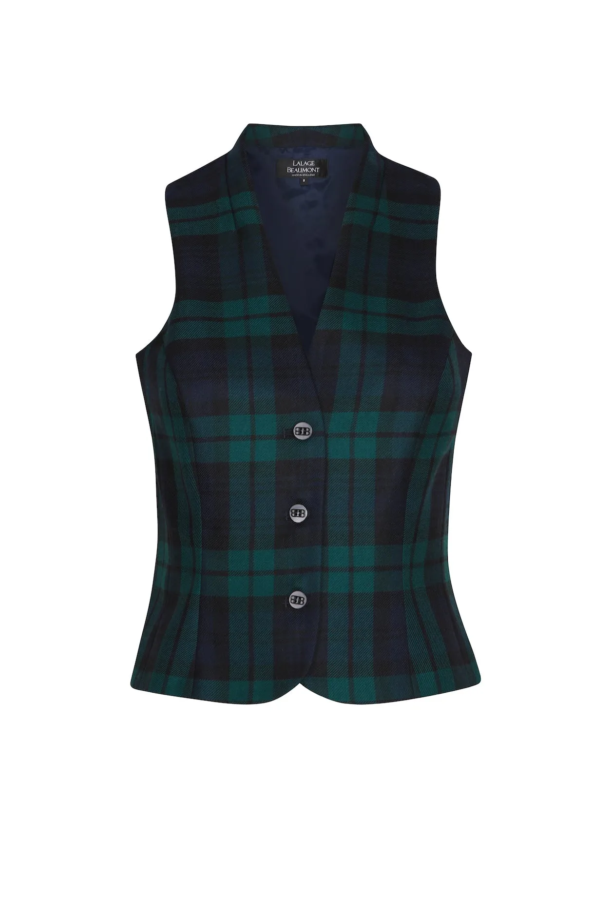 Waistcoat in Black Watch Worsted Tartan - Wanda