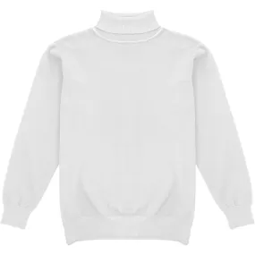 White Mens Long Sleeve Knit Turtleneck Sweater