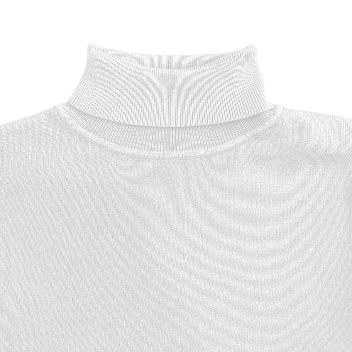 White Mens Long Sleeve Knit Turtleneck Sweater