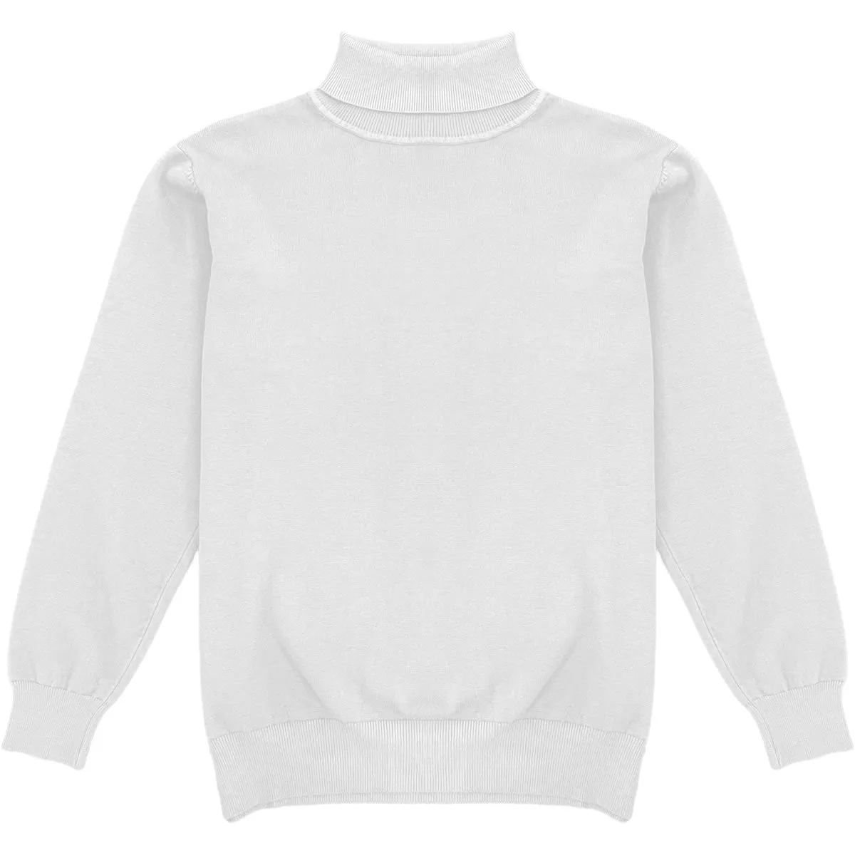 White Mens Long Sleeve Knit Turtleneck Sweater