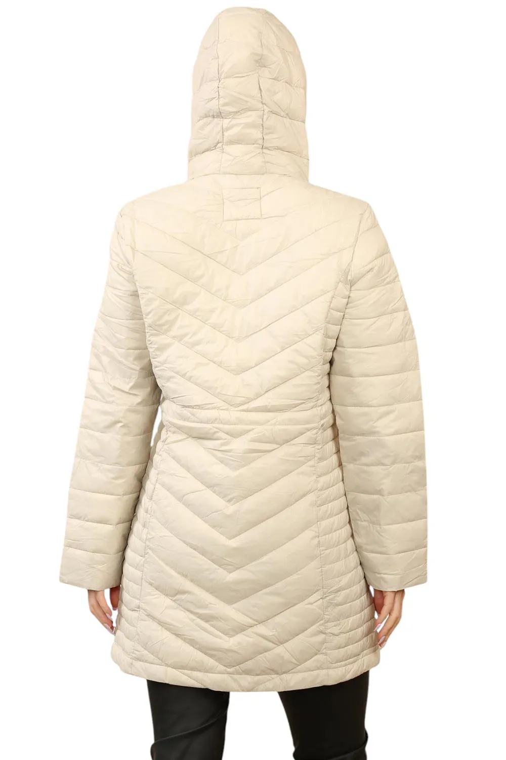 Womens Long Hooded Puffer Jacket