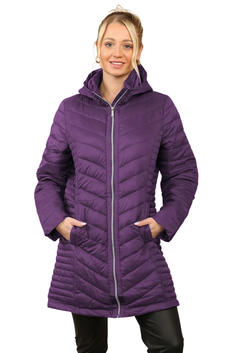 Womens Long Hooded Puffer Jacket