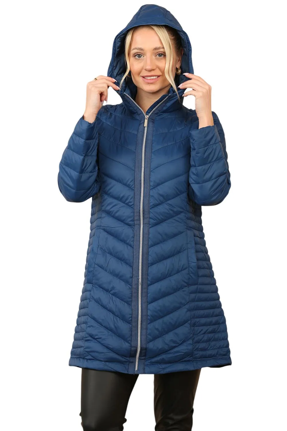 Womens Long Hooded Puffer Jacket