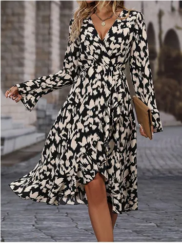 Women's Long Sleeve Printed Dress