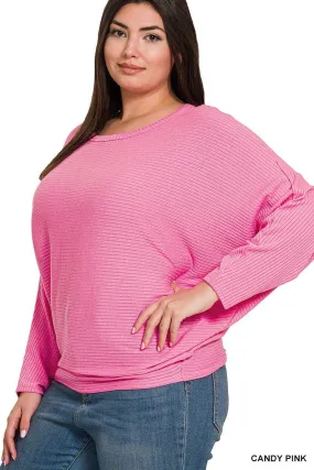 Zenana Plus Batwing Sleeve Knit Top