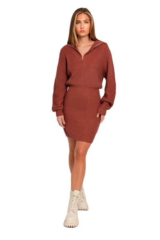 Zipper Sweater Dress