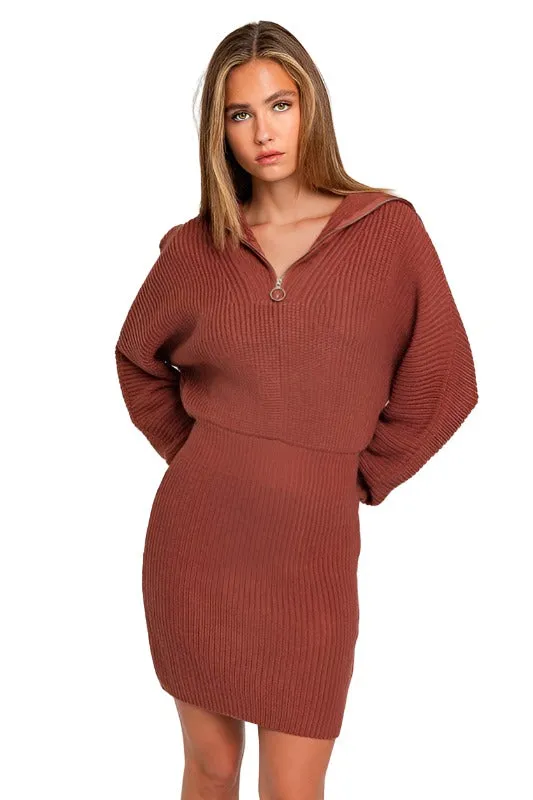 Zipper Sweater Dress